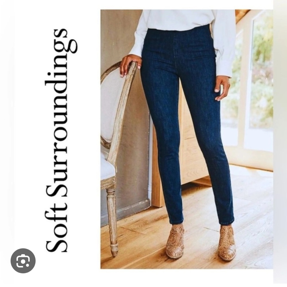 SOFT SURROUNDINGS Pull On Dark‎ Wash Jeggings Sz Lg